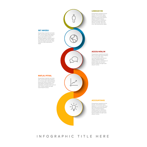 Vector vertical Infographic Company Milestones curved horizontal Timeline Template. Light time line template with icons on white buttons and curved color background. Timeline with curves icons and text content