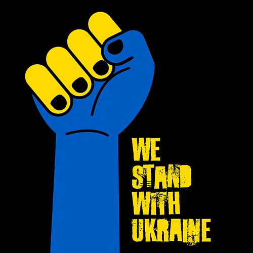 Save Ukraine support flyer postertemplate for social media header or layout. Illustration for supporting Ukraine with blue and yellow hand