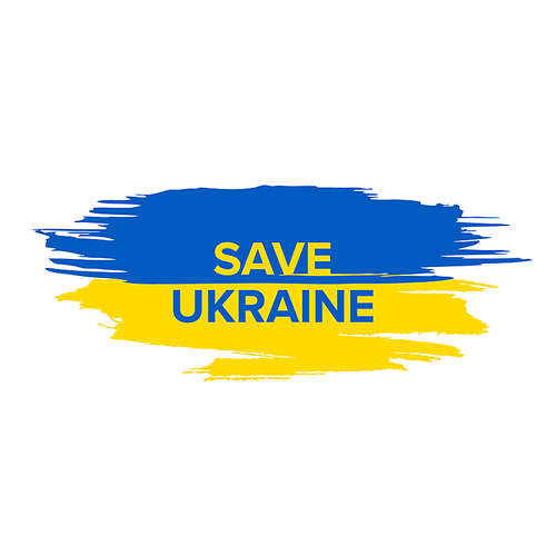 Save Ukraine support icon conceptual ilustration tag for social media header or poster template. Illustration for supporting Ukraine with blue and yellow flag