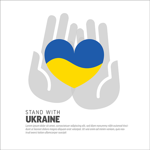 Save Ukraine support icon conceptual heart ilustration tag for social media header or poster template. Blue and yellow heart for Ukraine support