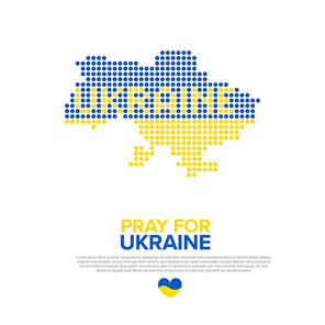 Save Ukraine support flyer postertemplate for social media header or layout. Illustration for supporting Ukraine with blue and yellow Ukraine map on white