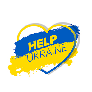 Save Ukraine support icon conceptual heart ilustration tag for social media header or poster template. Blue and yellow heart for Ukraine support
