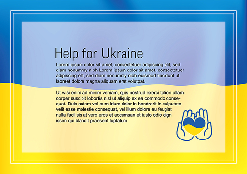 Save Ukraine support flyer postertemplate for social media header or layout. Illustration for supporting Ukraine with blue and yellow ukraine falg in the background