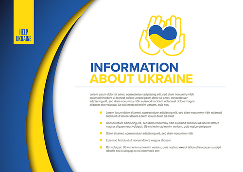 Save Ukraine support flyer postertemplate for social media header or layout. Illustration for supporting Ukraine with blue and yellow graphic elements