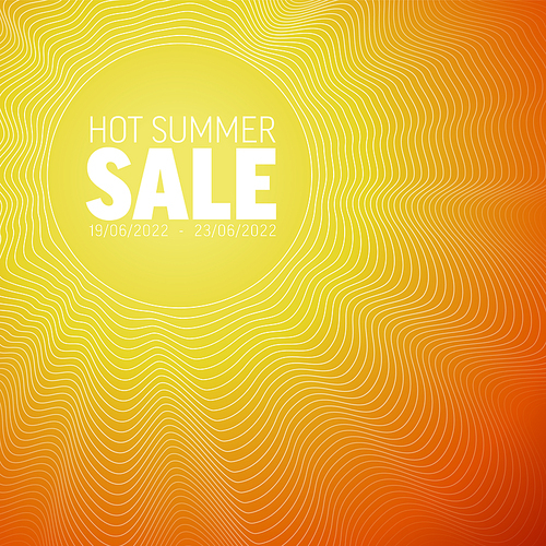 Vector abstract special summer sale poster header banner social media template with sun and sunrays in the hot yellow orange background. Hot summer sale label