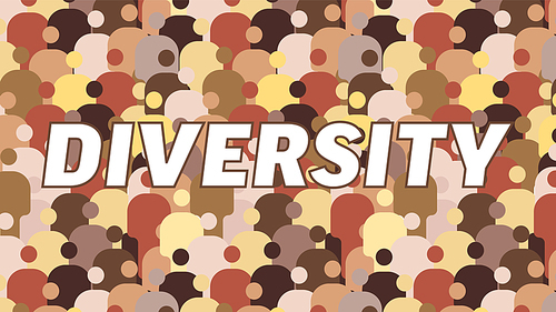 Diversity banner header flyer cover with multicultural multinational multiethnic crowd of people with warious skin color seamless pattern texture made from person icon