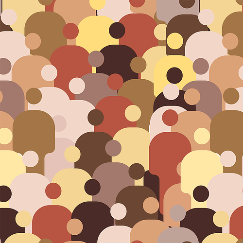 Diversity people seamless pattern - multicultural multinational multiethnic crowd of people with warious skin color seamless pattern texture made from person icon