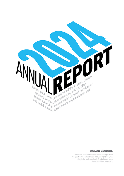 Vector abstract annual report cover template with sample text and abstract shape - simple minimalistic layout with text on white cover