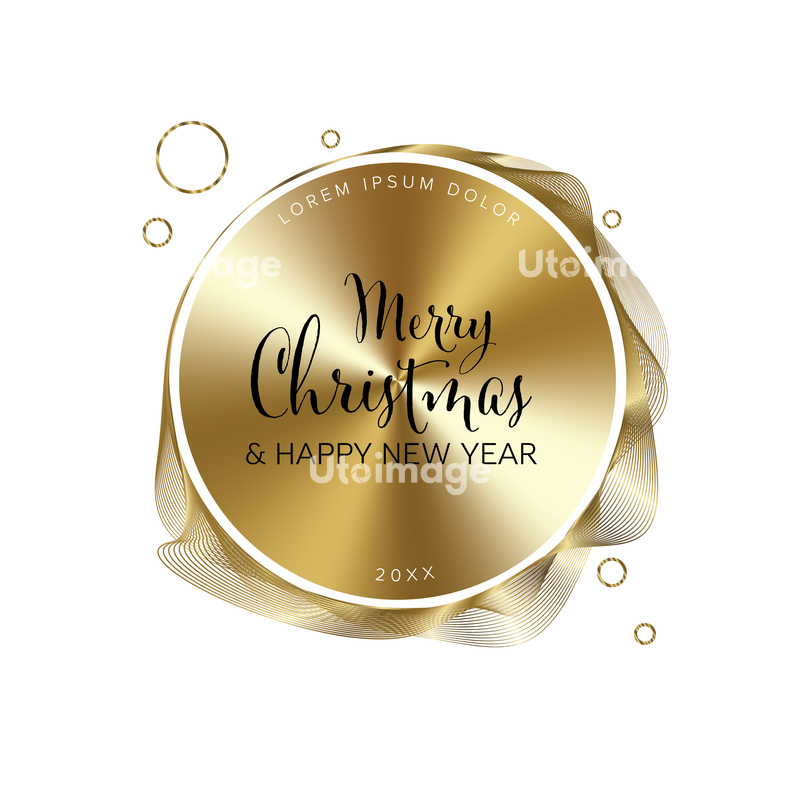 Modern premium Merry Christmas and happy new year card with golden ...