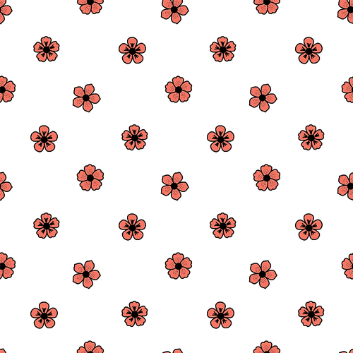 Hand drawn seamless vector pattern with different flowers, on a white background. Design concept for summer, spring, kids textile , wallpaper, wrapping paper.