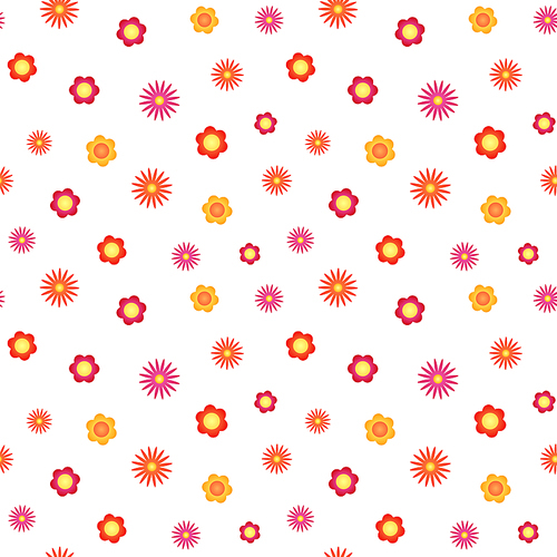 Hand drawn seamless vector pattern with different flowers, on a white background. Design concept for summer, spring, kids textile , wallpaper, wrapping paper.