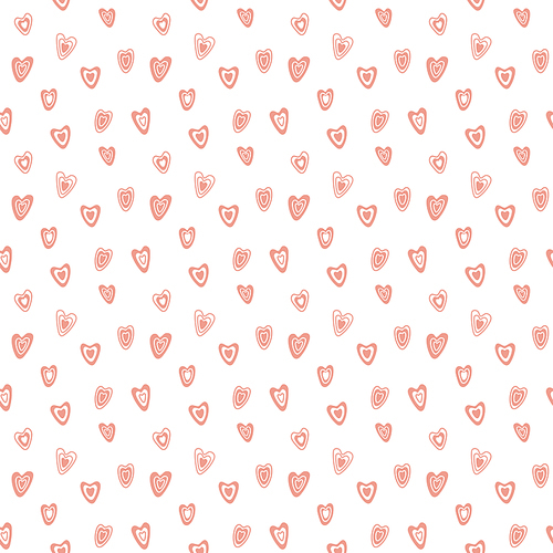 Hand drawn seamless vector pattern with pink hearts on a white background. Design concept for Valentines day, kids textile , wallpaper, wrapping paper.