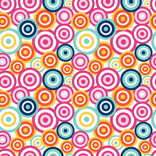 Hand drawn seamless vector pattern with funky concentric circles on a white background. Design concept kids textile , wallpaper, wrapping paper.