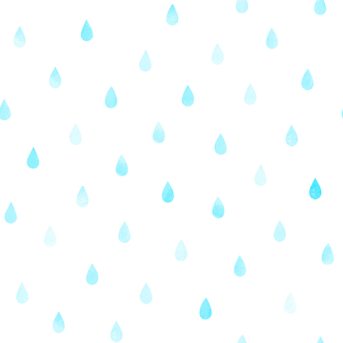 Hand drawn seamless vector pattern with watercolor rain drops, on a white background. Design concept kids textile , wallpaper, wrapping paper.