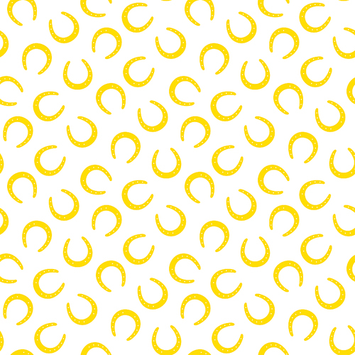 Hand drawn seamless vector pattern with horseshoes on a white background. Design concept for Saint Patrick's day celebration, kids textile , wallpaper, wrapping paper.