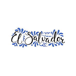 Hand written calligraphic lettering quote El Salvador with decorative elements in flag colors. Isolated objects on white . Vector illustration. Design concept for independence day banner.