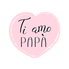 Hand written lettering quote Love you Dad in Italian, Ti amo papa, in a heart. Isolated objects on white . Vector illustration. Design concept for Fathers Day banner, greeting card.