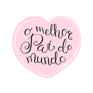 Hand written lettering quote Best Dad in the world in Portuguese, O melhor pai do mundo, in a heart. Isolated objects on white. Vector illustration. Design concept Fathers Day banner, greeting card.