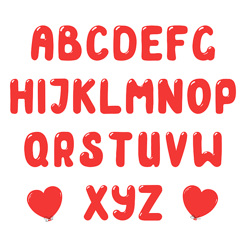 Hand drawn cute and bright roman alphabet. Make your own festive lettering. Isolated letters on white . Vector illustration.