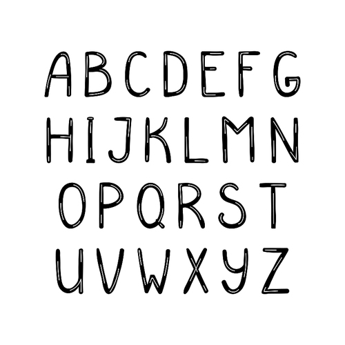 hand drawn cute latin alphabet. make your own lettering. isolated letters on . vector illustration.