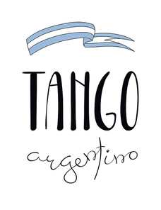 hand written lettering quote tango argentino, with argentinian flag. isolated objects on white . vector illustration. design concept for t-shirt , poster, greeting card.