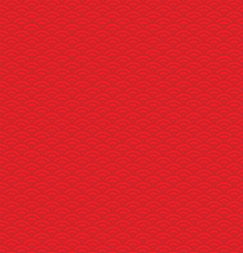 Hand drawn seamless traditional Asian ocean waves pattern, in red. Design concept for Chinese New Year celebration, textile , wallpaper, wrapping paper.