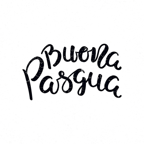 hand written calligraphic lettering quote buona pasqua, happy . in italian, on a distressed background. hand drawn vector illustration. design concept, element for card, banner, invitation.