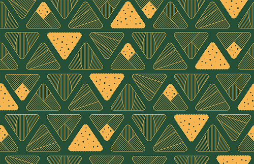 zongzi  dumplings seamless pattern, gold on green background. vector illustration. design concept for dragon boat festival traditional food , packaging, wrapping paper. eastern style line art