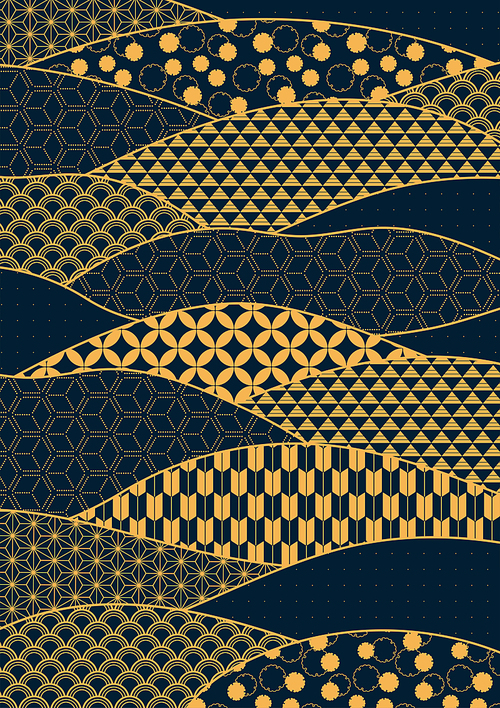 traditional asian patterns abstract background, gold on blue. oriental, eastern style vector illustration. design concept for chinese new year, 중추절 elegant minimal card, poster, banner