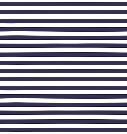 Thick horizontal stripes simple seamless geometric pattern, blue, white background. Hand drawn vector illustration. Nautical texture. Design concept kids fashion print, textile, wallpaper, packaging.