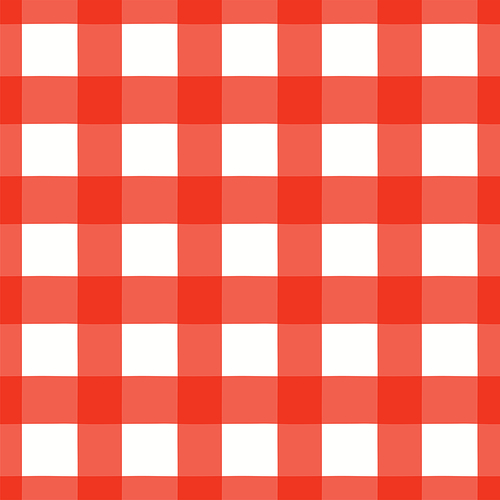 Red, white checks, Gingham, plaid seamless geometric pattern on white background. Hand drawn style vector illustration. Design concept for kids nautical fashion , textile, wallpaper, packaging.