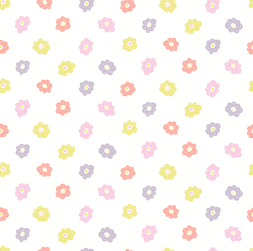 Pastel flowers floral seamless pattern on a white background. Hand drawn vector illustration. Scandinavian style design. Concept for kids textile, fashion , wallpaper, packaging.