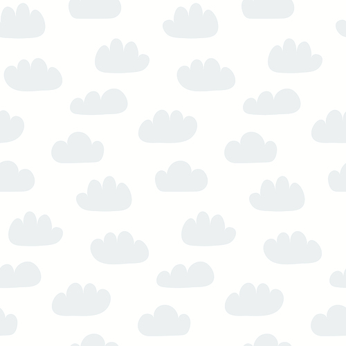 Light blue clouds in the sky simple seamless pattern on white background. Hand drawn vector illustration. Scandinavian style flat design. Concept for kids fashion , textile, wallpaper, packaging.