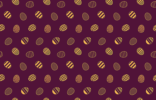 hand drawn seamless vector pattern with painted eggs, gold on  background. design concept for easter , packaging, wrapping paper, card, banner, invite. flat style illustration.