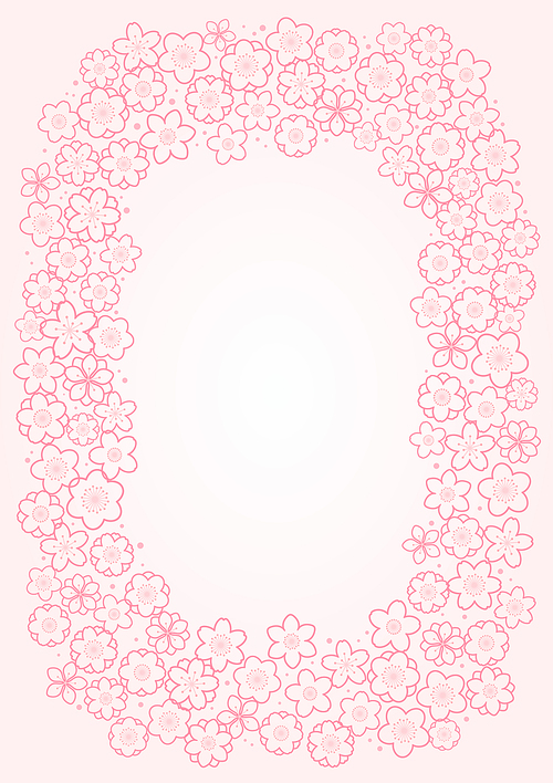 Spring blossoms, blooms, flowers frame on white, with copy space. Line art style vector illustration. Abstract geometric design. Concept for seasonal promotion, sale, advertising, poster, banner