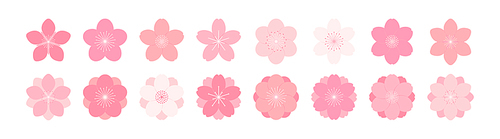 Sakura, cherry, plum, apricot, peach, apple blossoms, flowers, floral design elements collection, clipart set, isolated on white. Flat style vector illustration. Spring promotion, sale, advertising