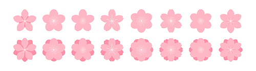 Sakura, cherry, plum, apricot, peach, apple blossoms, flowers, floral design elements collection, clipart set, isolated on white. Flat style vector illustration. Spring promotion, sale, advertising