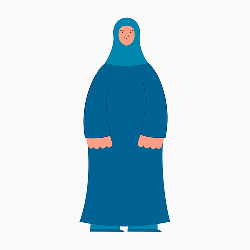Beautiful woman, Muslim girl in a hijab, isolated. Flat style vector illustration. Female cartoon character. Design element for 8 March, Womens Day card, banner, poster. Feminism, diversity concept