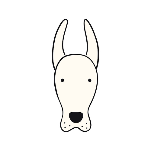 Doberman dog, puppy face cute funny cartoon character illustration. Hand drawn vector, isolated. Line art. Domestic animal logo. Design concept pet food, branding, business, vet, print, poster