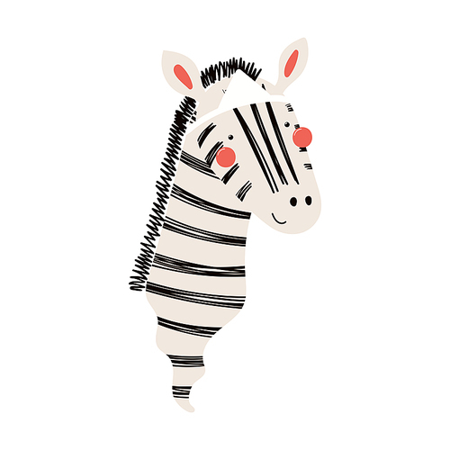 Cute funny zebra in Japanese ghost Halloween costume character illustration. Hand drawn cartoon animal, Scandinavian style flat design, isolated vector. Kids print element, trick or treat, party