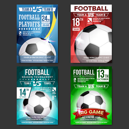 Soccer Poster Vector. Design For Sport Bar Promotion. Football Ball. Modern Tournament. Soccer League Flyer Template. Game Illustration