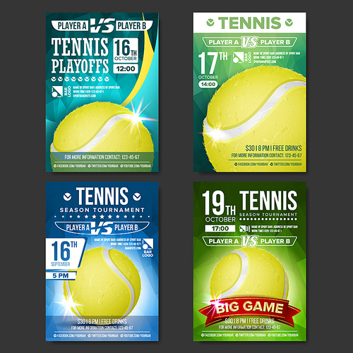 Tennis Poster Vector. Design For Sport Bar Promotion. Tennis Ball. A4 Size. Modern Championship Tournament. Game Illustration