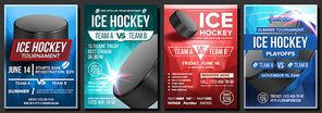 Ice Hockey Poster Vector. Design For Sport Bar Promotion. Ice Hockey Puck. A4 Size. Modern Winter Championship Tournament. Layout.Game Template Illustration