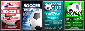 Soccer Game Poster Vector. Modern Tournament. Design For Sport Bar, Pub Promotion. Football Ball. Soccer Competition League Flyer Template. Layout Business Advertising Illustration