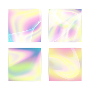 Fluid Iridescent Multicolored Vector Background. Pearlescent Texture. Design Element In Pastel Hues With Holographic Effect