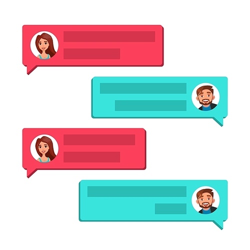 Chatting Vector. Communication Screen. Dialog Symbol. Bubble Speeches Messages. Isolated Cartoon Illustration