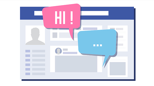 Social Page Design Vector. Speech Bubbles. Social Network Connection Design. Isolated Illustration