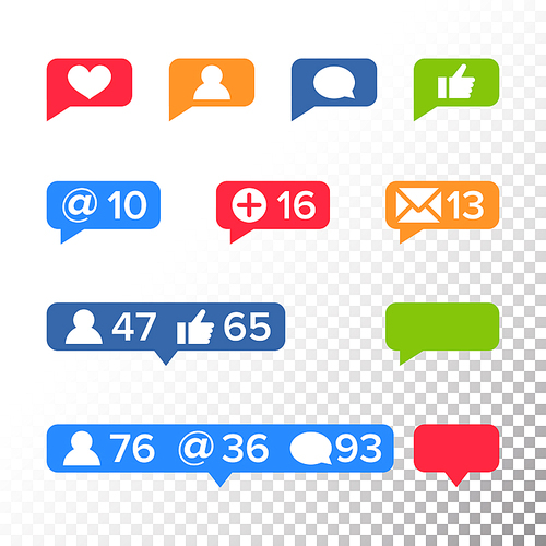 Notifications Icons Template Vector. Like symbol, Message and notification set. instagram