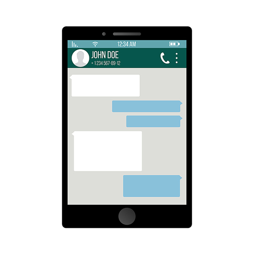 smartphone isolated on . messenger window. mobile app for talking. speech bubbles. vector illustration