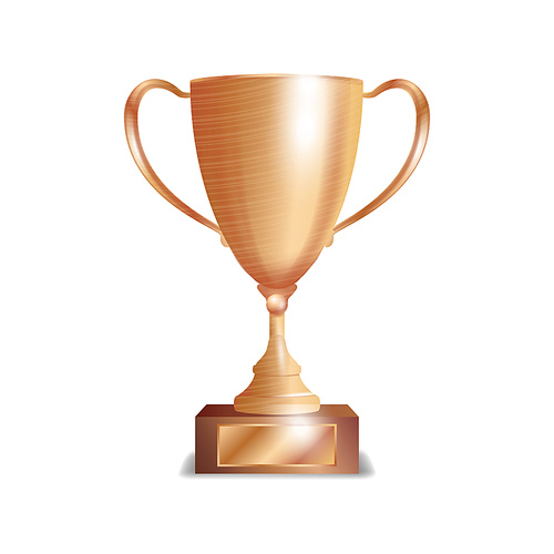 Bronze Trophy Cup. Winner Concept. Award Design. Isolated On White Background Vector Illustration.